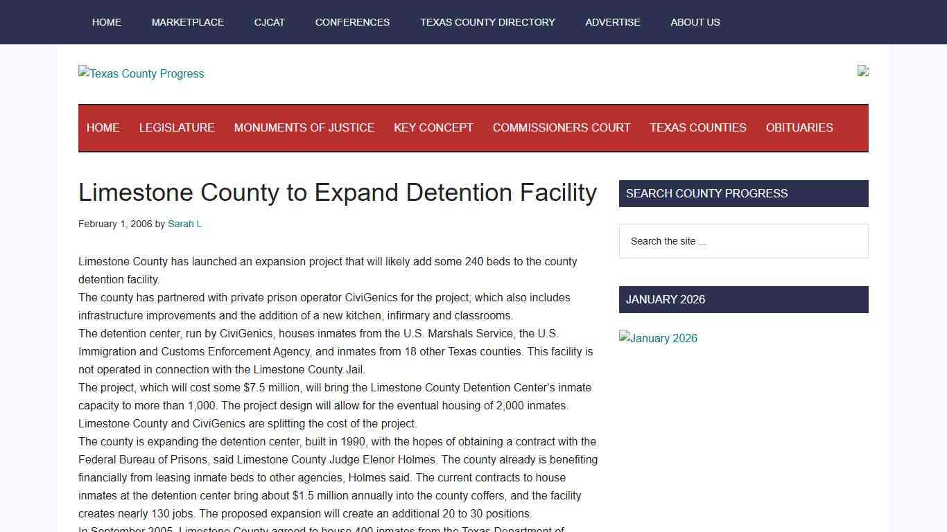 Limestone County to Expand Detention Facility - Texas County Progress